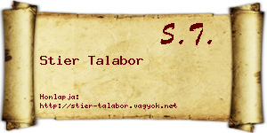 Stier Talabor névjegykártya